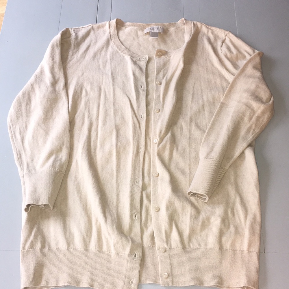 Ann Taylor Loft cream cardigan